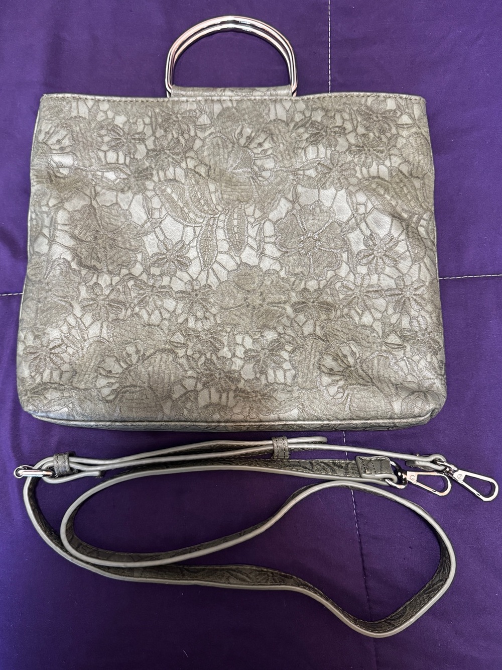 Unbranded Floral Lace Green/Grey Crossbody Bag NWOT